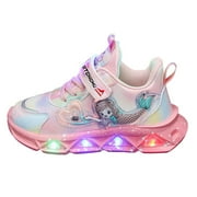 Curenmufel Girl Sneakers Toddler Shoes Girls Shoes Kids Breathable Sneakers Tennis Shoes Slip on Shoes (Pink,8)